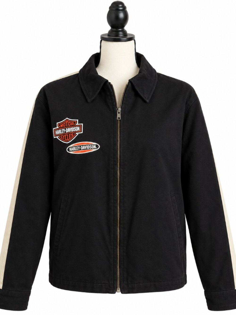 Harley-Davidson XL Black Cotton Motorcycle Jacket Embroidered Eagle